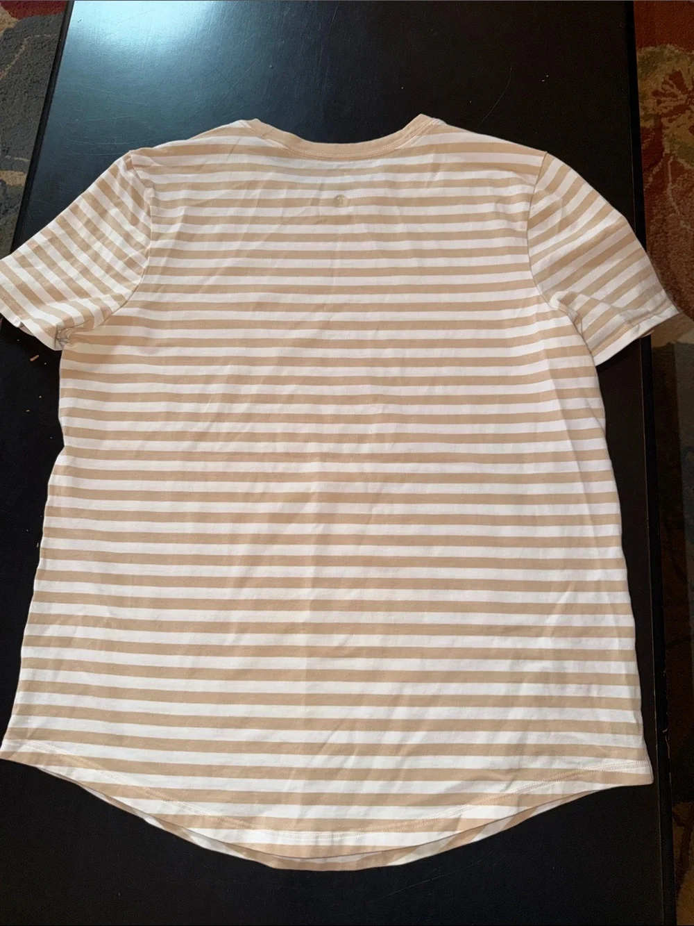 lululemon love crewneck Short Sleeve Striped Tee White Tan
